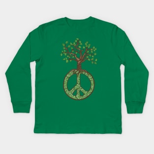 Peace Sign and Tree Of Life Kids Long Sleeve T-Shirt